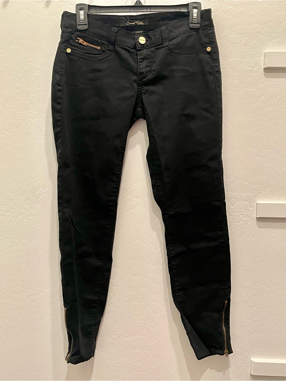 Sweet Pea Black Skinny Jeans with Gold Hardware Accents